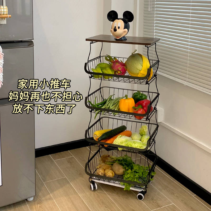 零食小推车旋转置物架落地移动厨房果蔬菜客厅收纳婴儿物品收纳柜