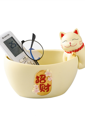 招财猫玄关放钥匙收纳摆件入户进门口客厅电视鞋柜乔迁新居装饰品