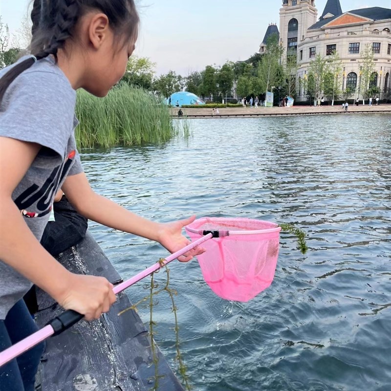 超轻渔网儿童捞鱼网小鱼抓龙虾捞网密网可伸缩网兜套装小孩捕虫网