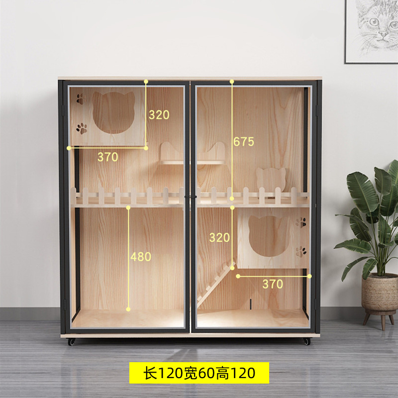 实木猫笼子猫别墅猫咪房子猫屋猫舍猫窝双层三层超大空间家用室内