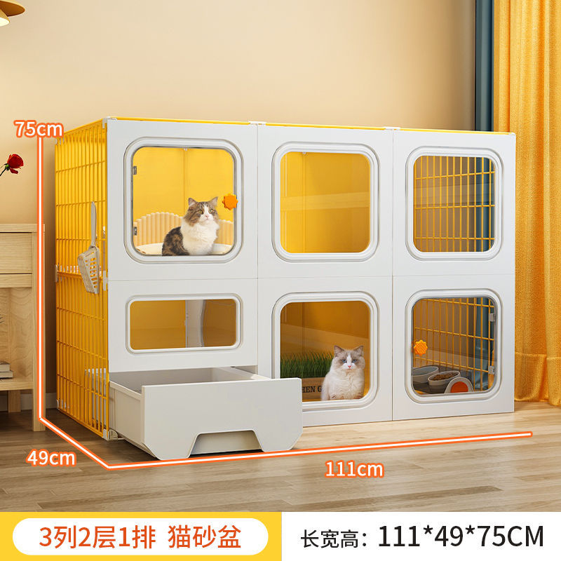 猫别墅家用室内超大自由空间带厕所一体式豪华猫笼子加粗加固猫舍
