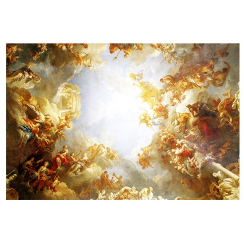 3D欧式复古油画人物宫廷贵妇壁画酒店ktv背景墙布天花板吊顶壁纸