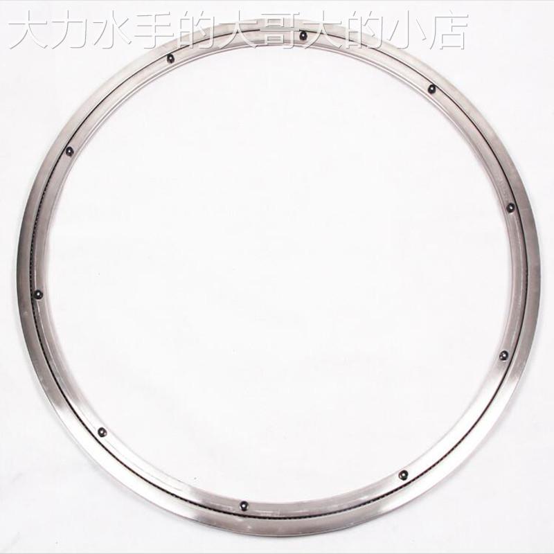 餐桌不锈钢转芯旋转酒店转盘器火锅桌玻璃防滑底座圆桌面轨道滑轮