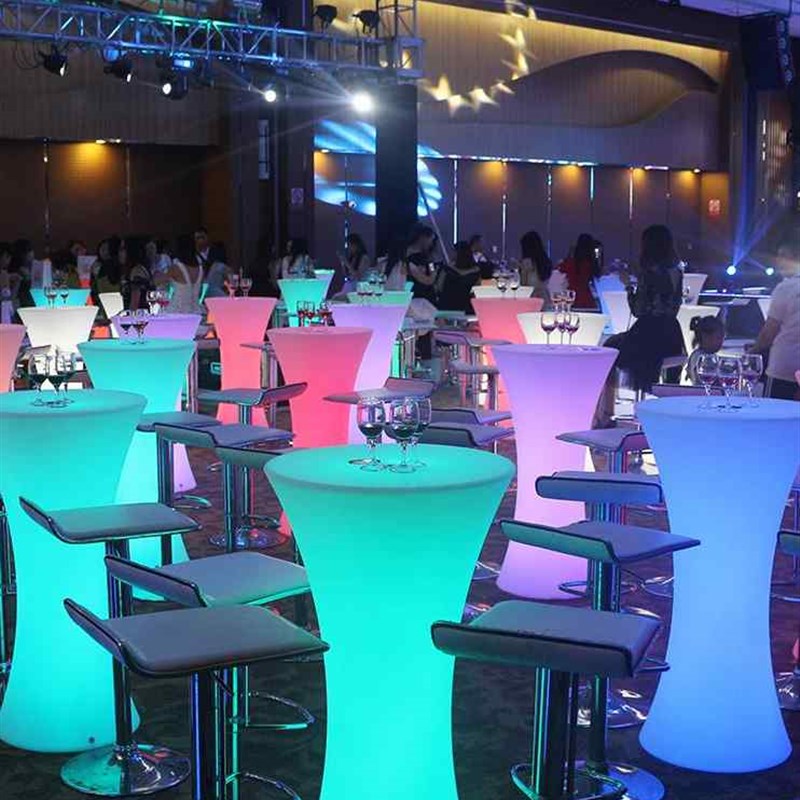 酒吧桌椅发光吧台桌清吧会所高脚桌组合餐厅圆形桌子户外活动七彩
