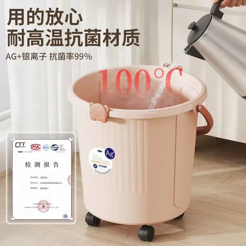手提静音轮可移动带轮塑料防尘套装洗脸盆大容量桶扣家用水桶
