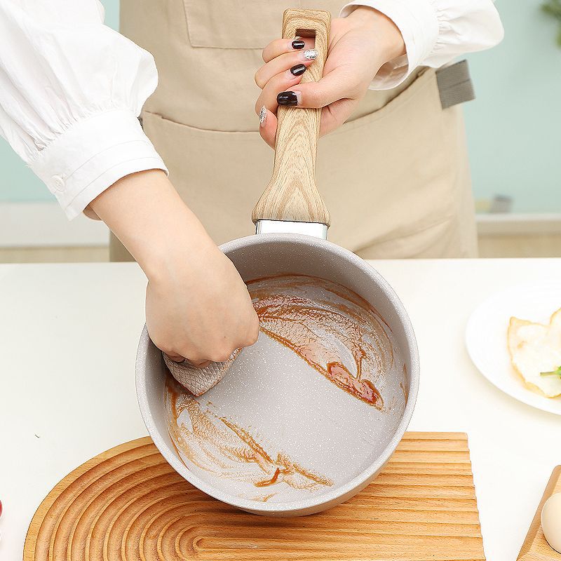 麦饭石纹雪平锅奶锅汤锅宝宝辅食锅泡面锅烧水锅炒锅不粘锅早餐锅