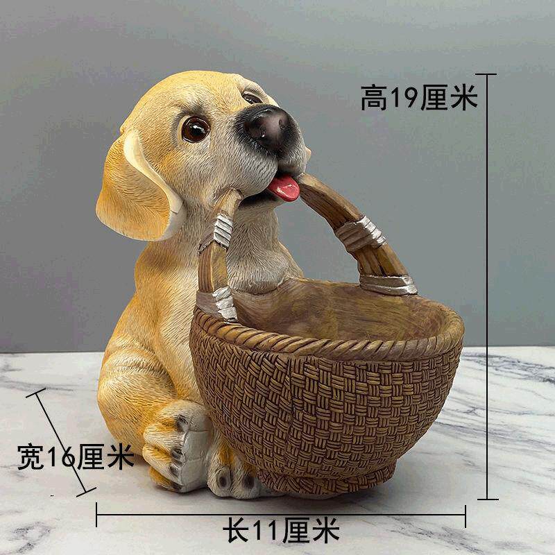 创意家居饰品进门口放钥匙收纳盒大门客厅置物架树脂小狗玄关摆件