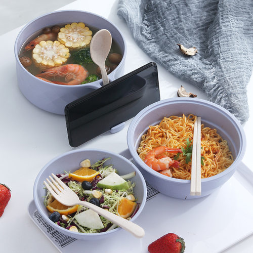 直销泡面碗学生大号麦纤维拉面碗饭堂餐具套装沥汤六件套