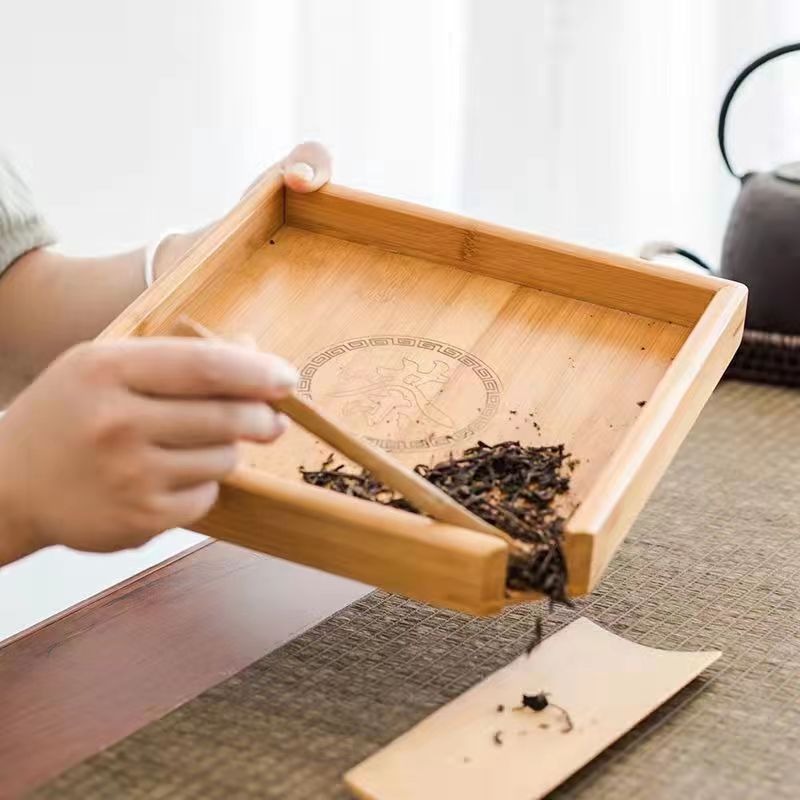大号竹制普洱茶叶评茶盘赏茶叶盘茶饼托盘分茶盒茶具配件零件