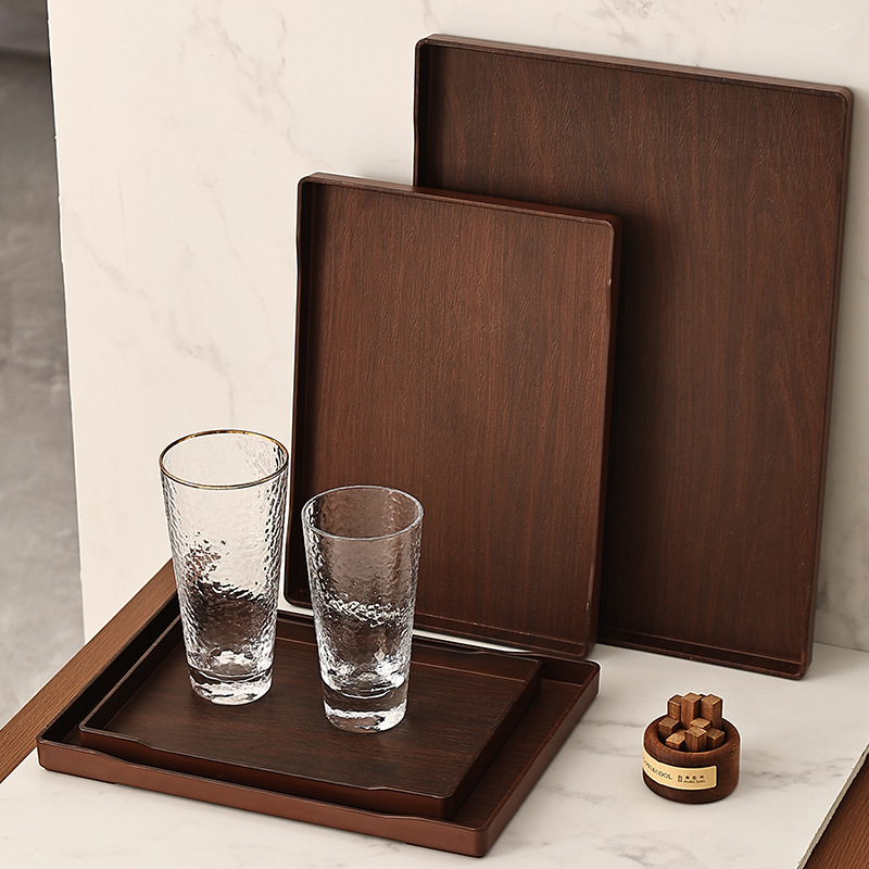 酒店托盘长方形茶水杯防滑毛巾盘客房收纳盘塑料直角托盘宾馆商用