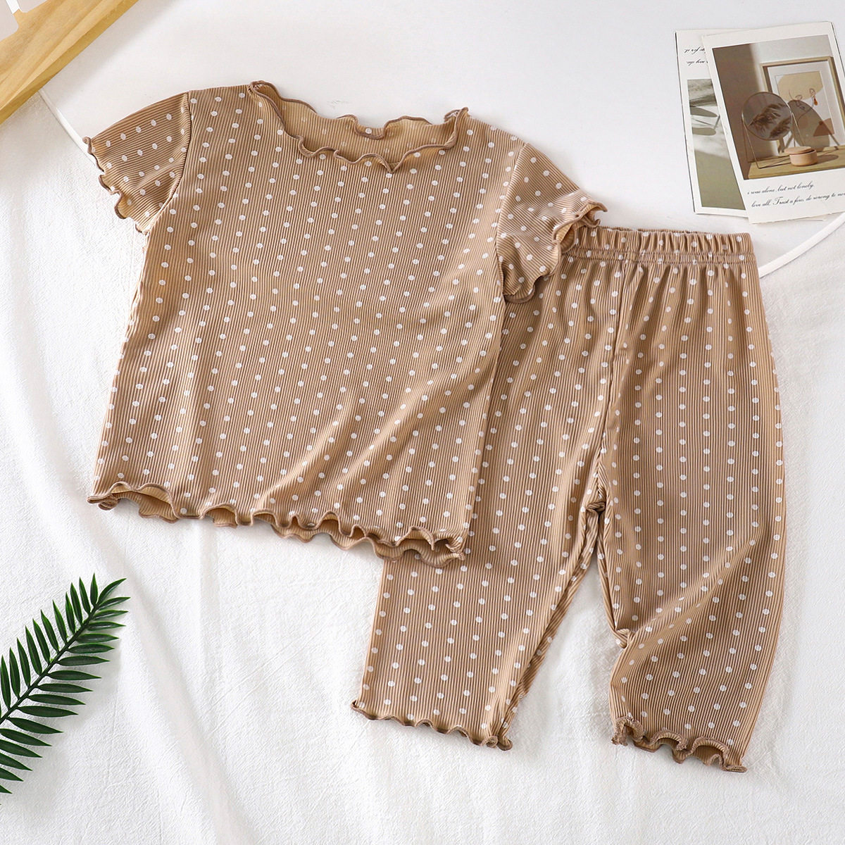 儿童薄款短袖空调服男女童夏季睡衣套装可外穿宝宝家居服两件套潮