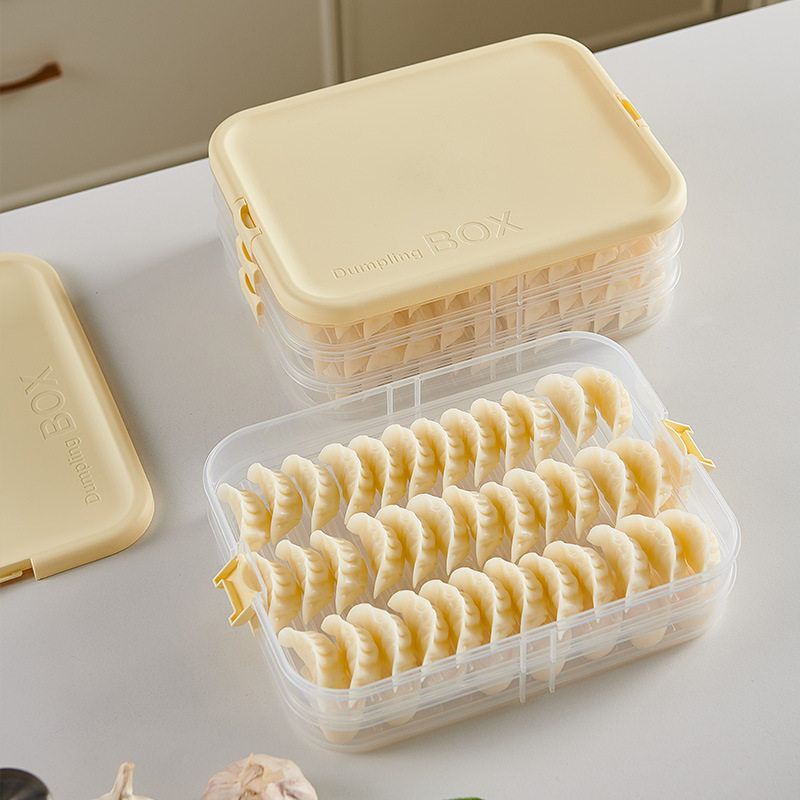 食品级冰箱收纳盒饺子盒多层叠加密封保鲜盒大容量馄饨云吞水饺盒