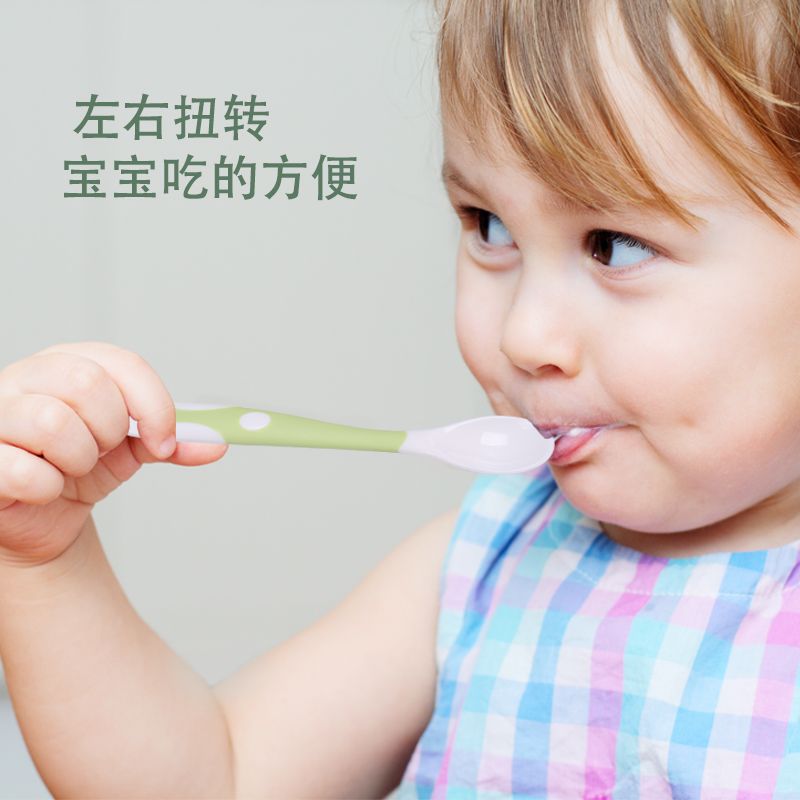 宝宝学吃饭训练勺子pp弯