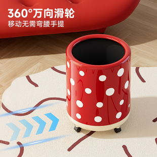 垃圾桶大号大容量家用高颜值客厅卫生间创意波点带轮子双层垃圾筒