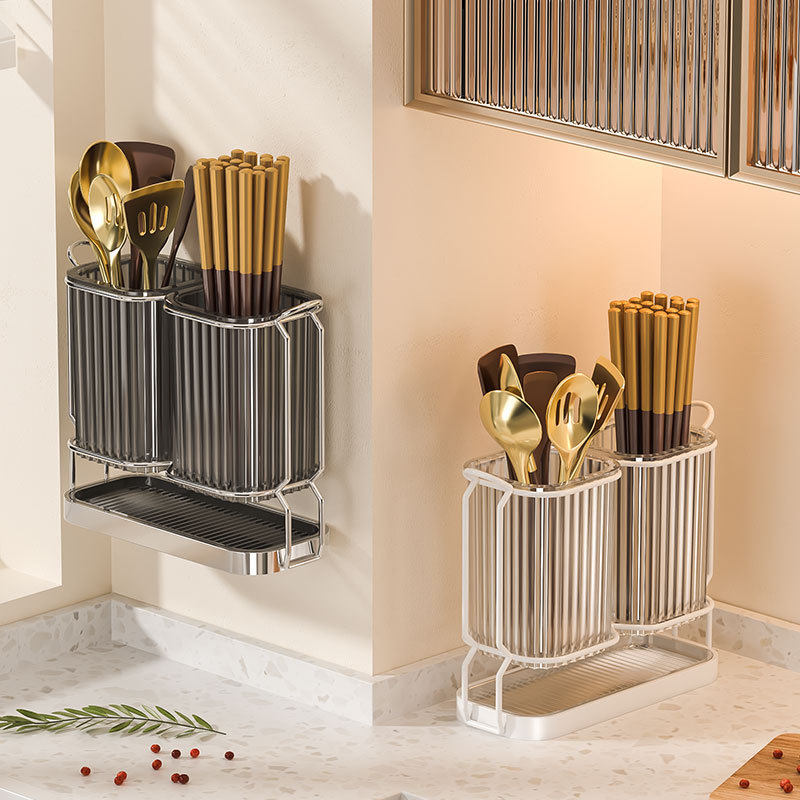 轻奢筷子置物架壁挂家用筷子筒厨房家庭新款沥水收纳盒筷子篓筷笼