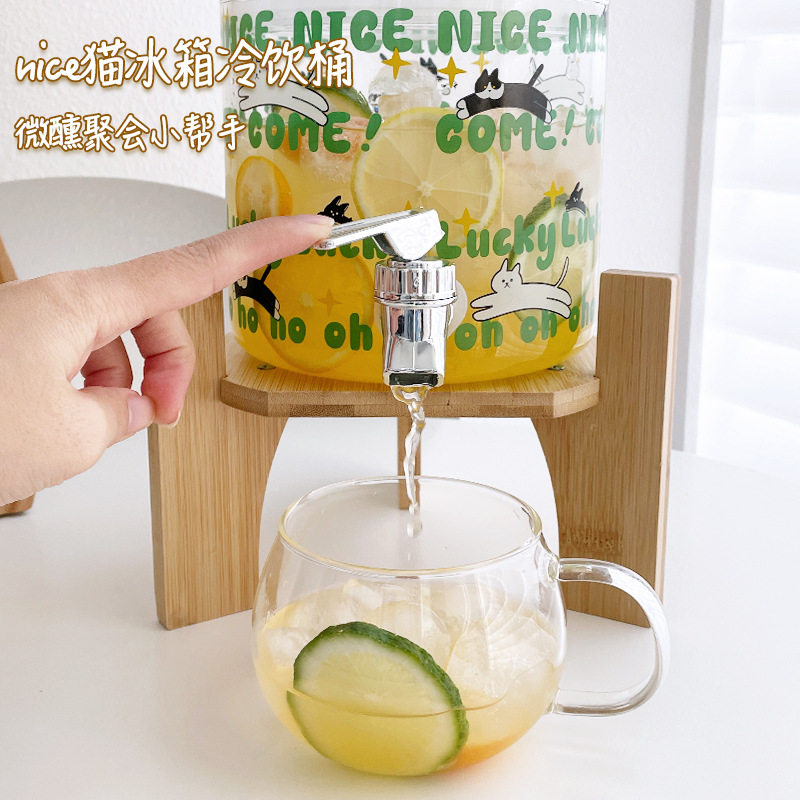 家用玻璃调酒桶大容量冷水壶带龙头啤酒桶网红饮料水果茶桶果汁罐