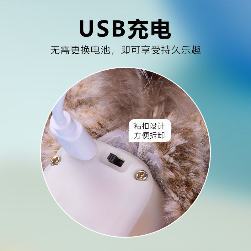 宠物电动猫玩具毛绒发声抖抖鸟猫咪自嗨解闷愤怒小鸟摆动翅膀用品