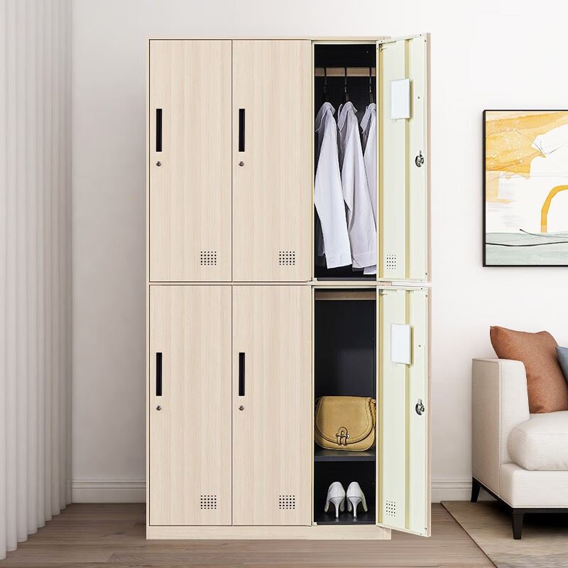 木纹更衣柜铁皮柜 钢制员工宿舍更衣柜健身房浴室转印2门储物柜子