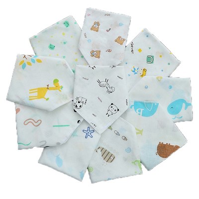 10条装宝宝手巾纱布纯棉洗脸巾超柔小方巾儿童毛巾手帕婴儿口水巾