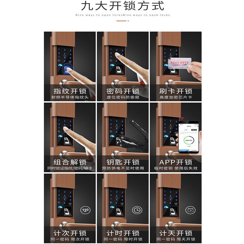 智能指纹锁 家用防盗门锁密码锁反提大门锁电子门锁刷卡防盗锁