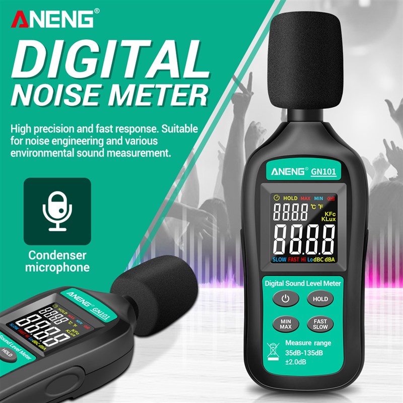 Digital 35db-135db Decibel Noise Meter LCD Display Sound Lev