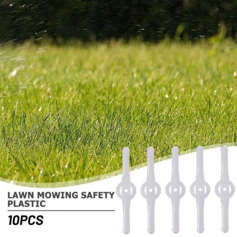 10Pcs Lawn Mower Straight Plastic Blades Grass Trimmer Head