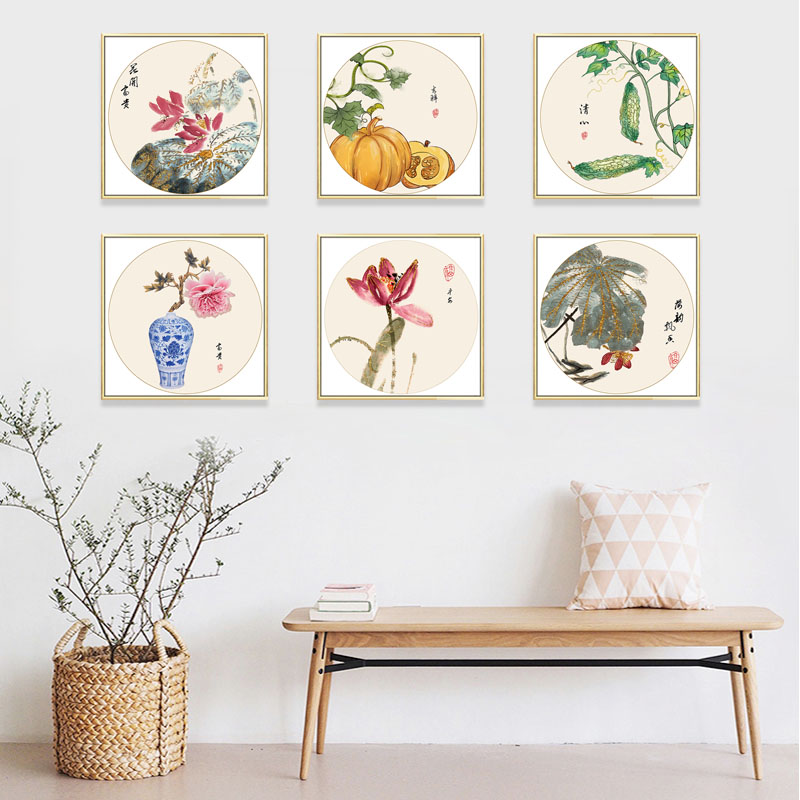 新中式风格装饰画楼梯间挂画客厅民宿餐厅卧室床头壁画餐馆包厢画