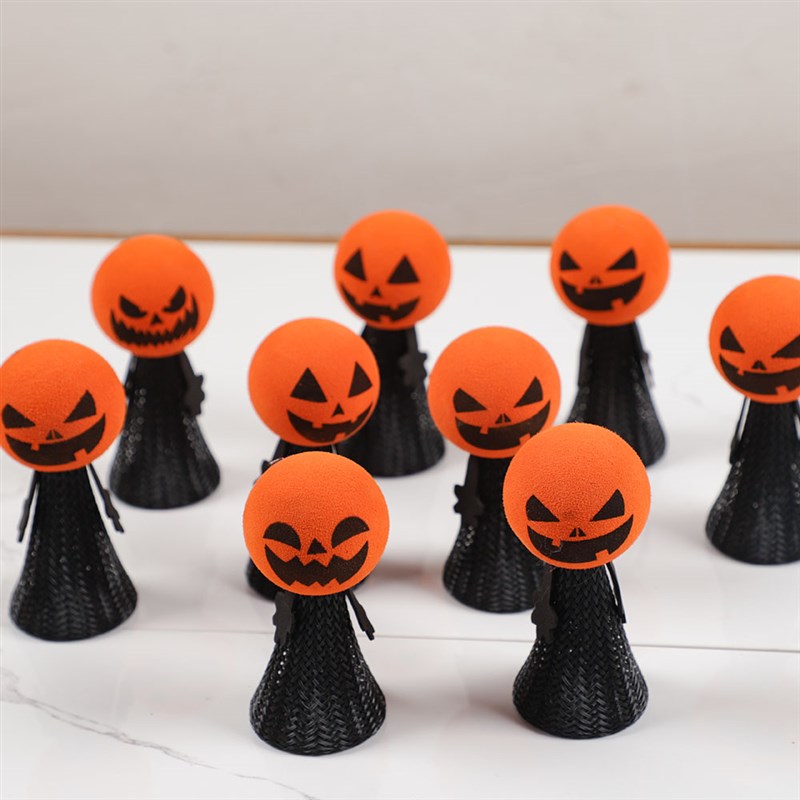 10Pc Cute Funny Halloween Pumpkin Jumping Doll Finger