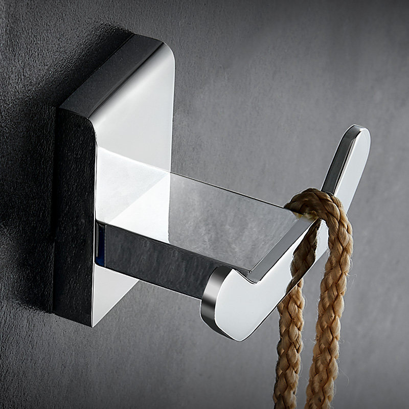 全铜挂钩双头免打孔壁挂浴室墙壁门后单个挂衣服钩架创毛巾衣帽钩