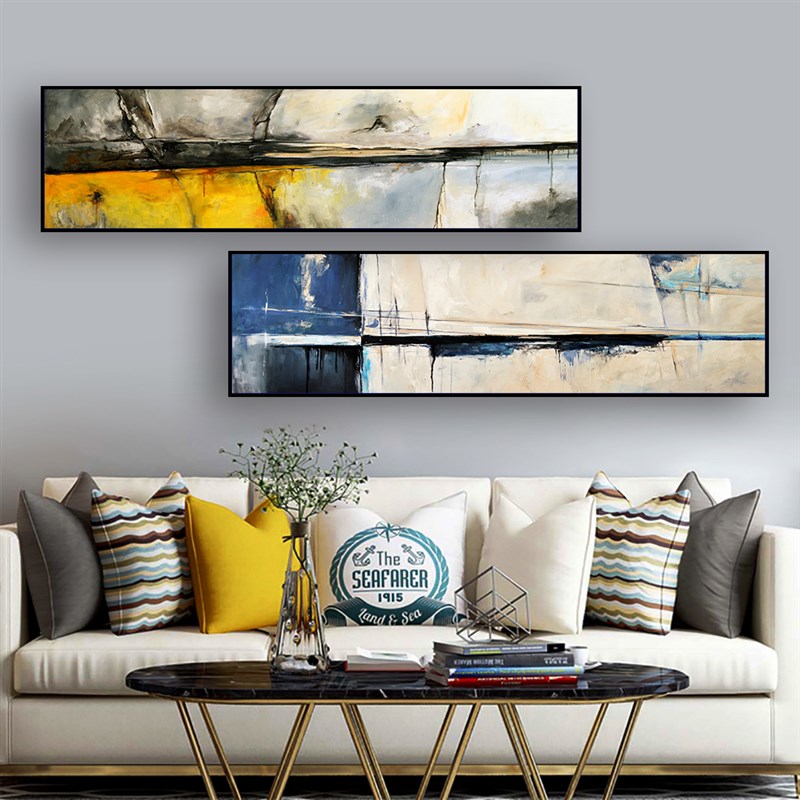 现代简约酒店床头装饰画客厅挂画抽象横幅墙画宾馆民宿样板间画