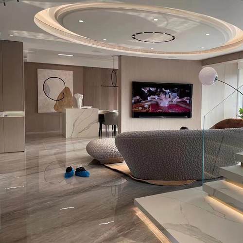 简一大理石瓷砖希腊灰亮光地板砖客厅浅灰色地砖现代饭厅新款磁砖