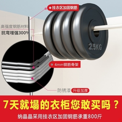 u简易衣柜收纳架塑料布推拉门双人实木钢管加粗加固新款卧室家具