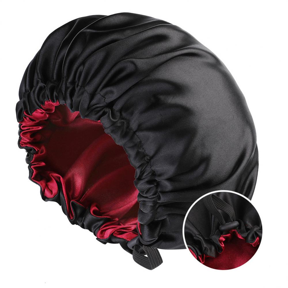 Double Layer Satin Solid Sleeping Hat Night Sleep Cap Hair