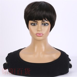 lady short straight Foreign flat wig hair bangs trade