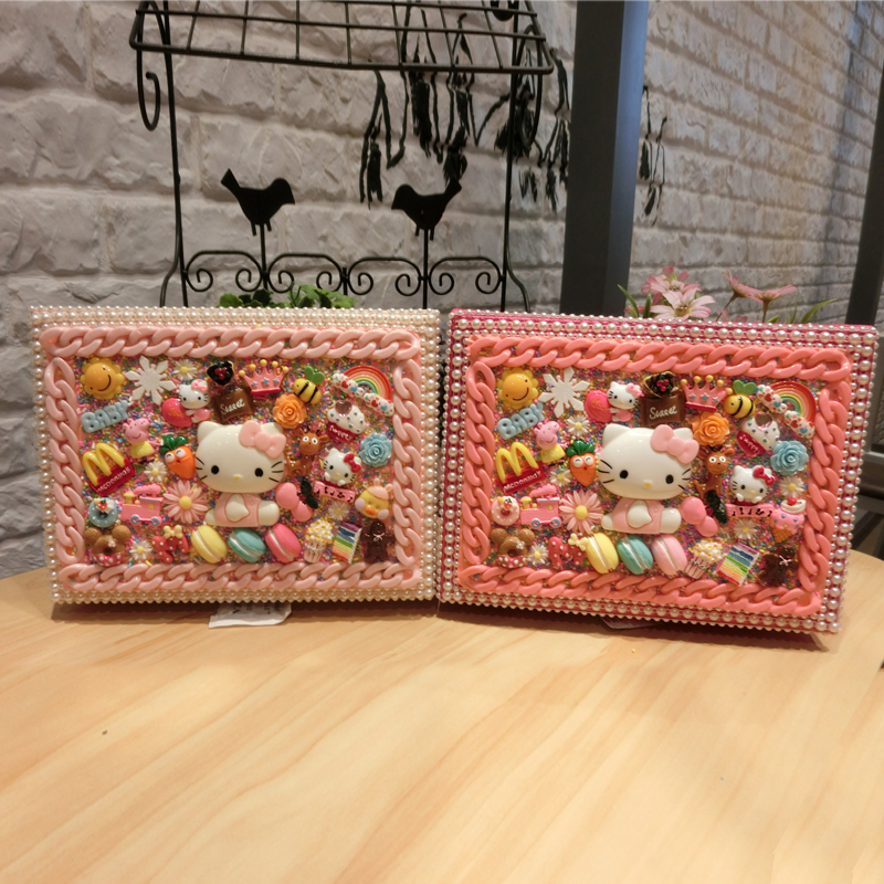 DIY首饰盒卡通儿童奶油胶首饰盒双层带锁大容量珠宝盒耳钉收纳盒