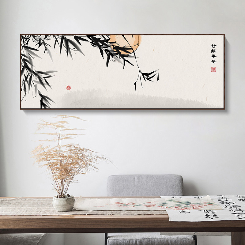 事事如意新中式客厅墙面装饰画中国风花鸟横幅壁画卧室床头挂画