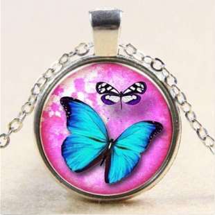 Personality Fashion Butterfly Time Penda Necklace Gem Simple