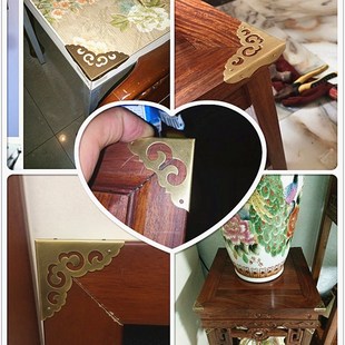 中式仿古铜包角纯铜角花桌椅包边护角木箱铜配件镜框画框柜门护角