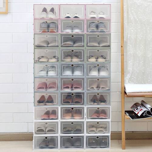极速3PCS Transparent plastic shoe box dustproof Shoes cabine