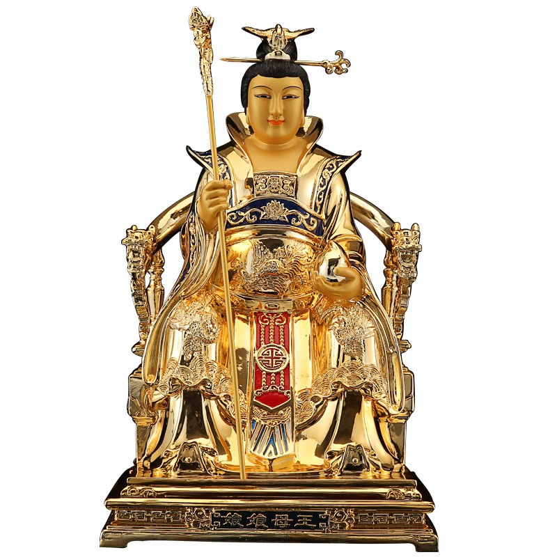 台湾贴金纯铜玉皇大帝王母娘娘神像玉帝王母佛像家用神像铜像摆件