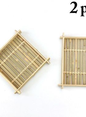 2pcs Food Serving Plate Bamboo Fruit Serving Tray Cooking