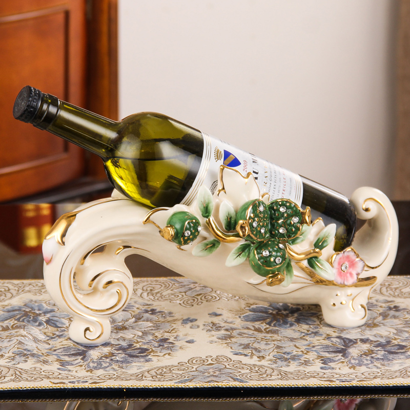 皇饰家居欧式创意红酒架摆件客厅电视柜酒柜陶瓷装饰品乔迁送礼