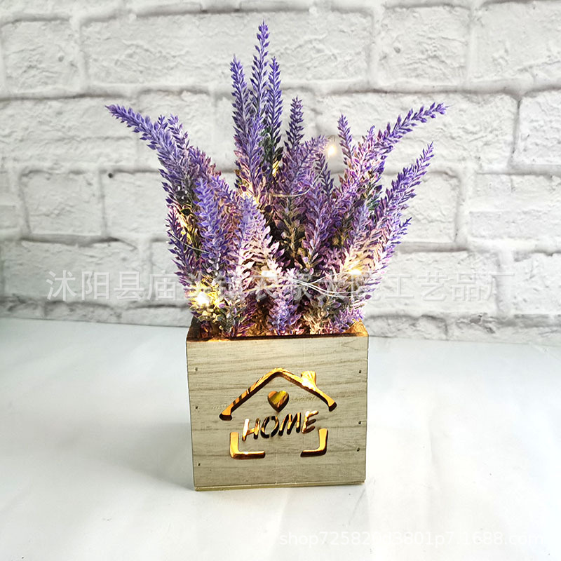 镂空木盒仿真花摆件尤加利薰衣草太阳花水草菊假花桌面摆放装饰品