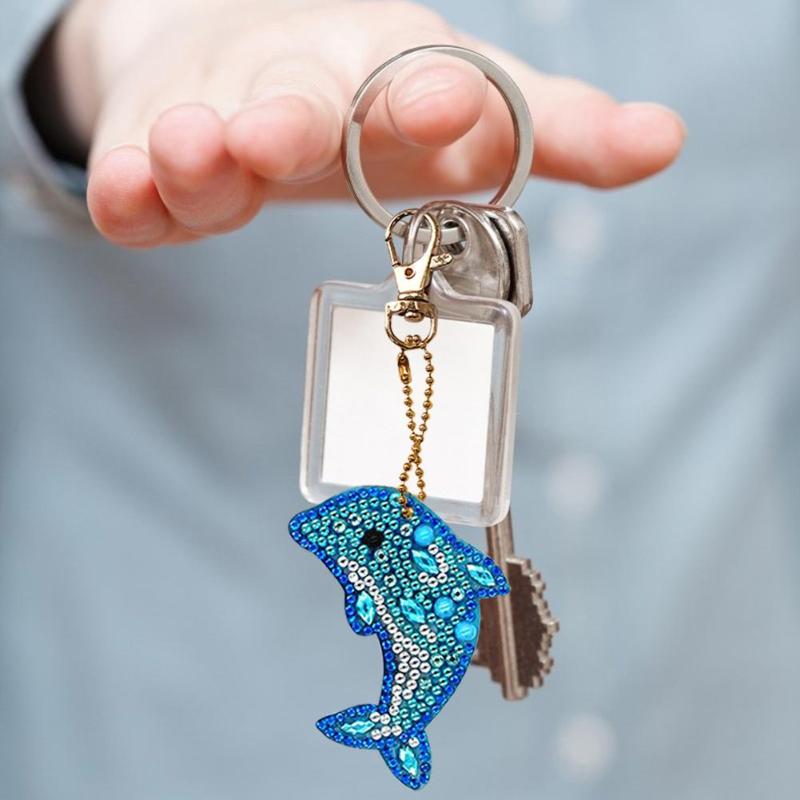 5pcs Dolphin Shape Key Chains 5D DIY Diamond Painting Keycha