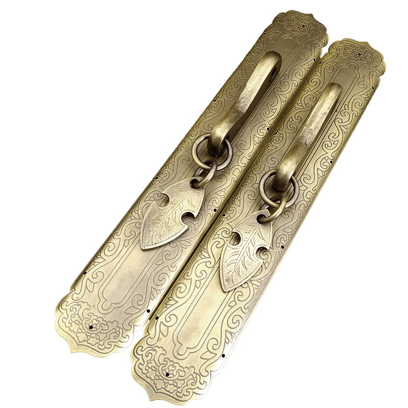 铜中式老式仿古纯黄铜大门对开门木门橱柜衣柜门直条形柜子拉手扣