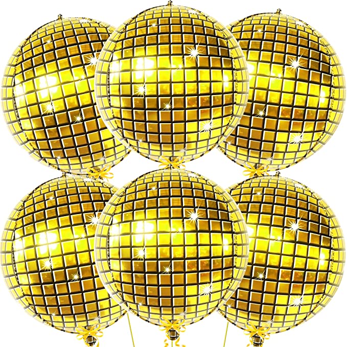 6pcs 22 Inch Disco Ball Balloons 70s Disco Party Decor  4D B