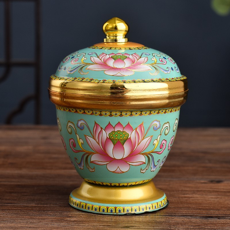 珐琅彩佛前戒定真香香炉家到室内供奉熏三件套供佛香粉盅香薰合金