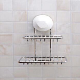 Double Layer Soap Holder Dish Tray Bathroom Strong Suction