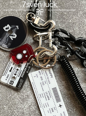 7Seven luck原创miu系小众包包挂件钥匙扣飞机票筹码高级感挂饰新