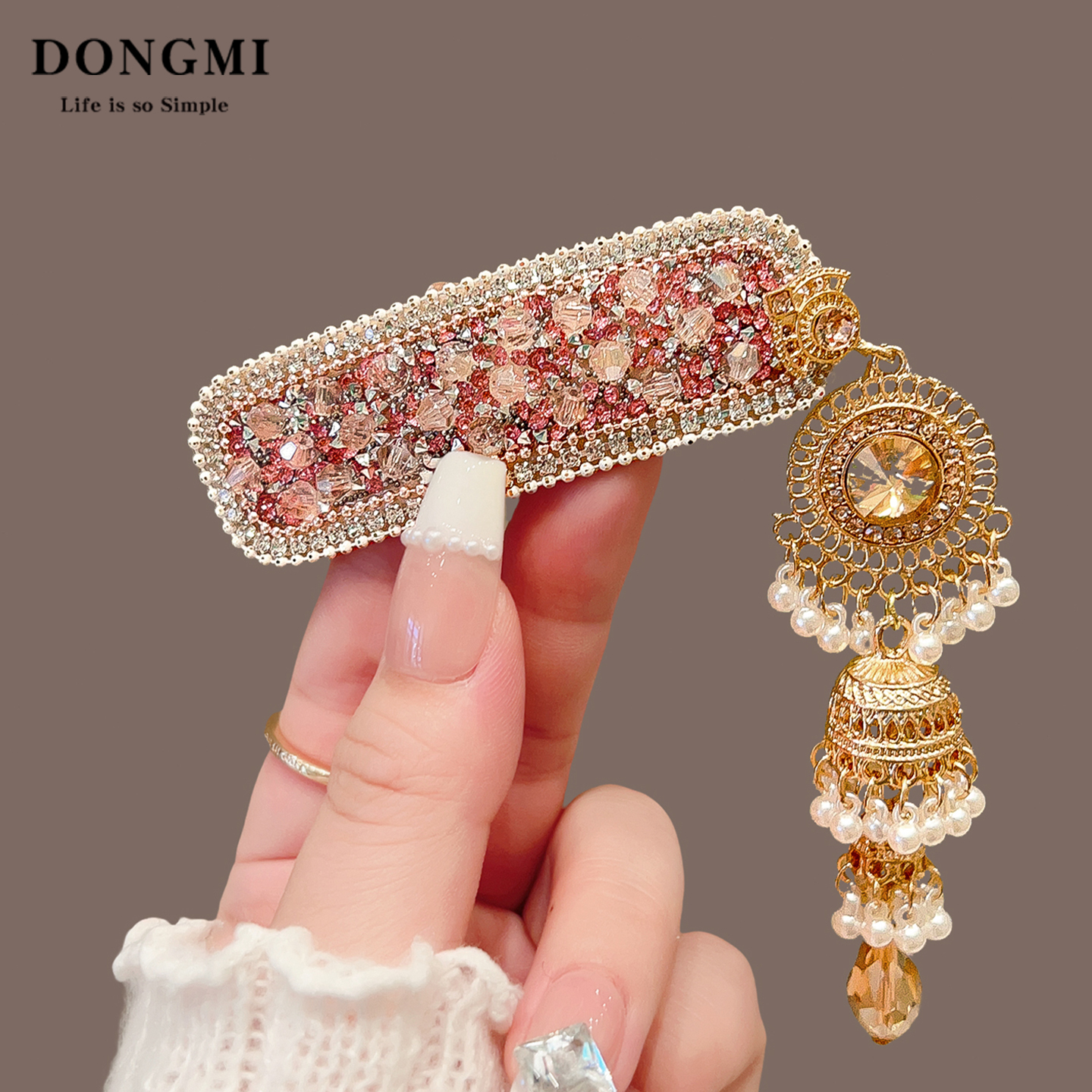 轻奢精致铃铛流苏发夹女